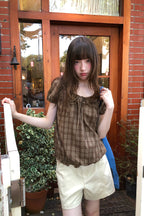 RAINY木耳レース襟チェックシャツ26SA43863S