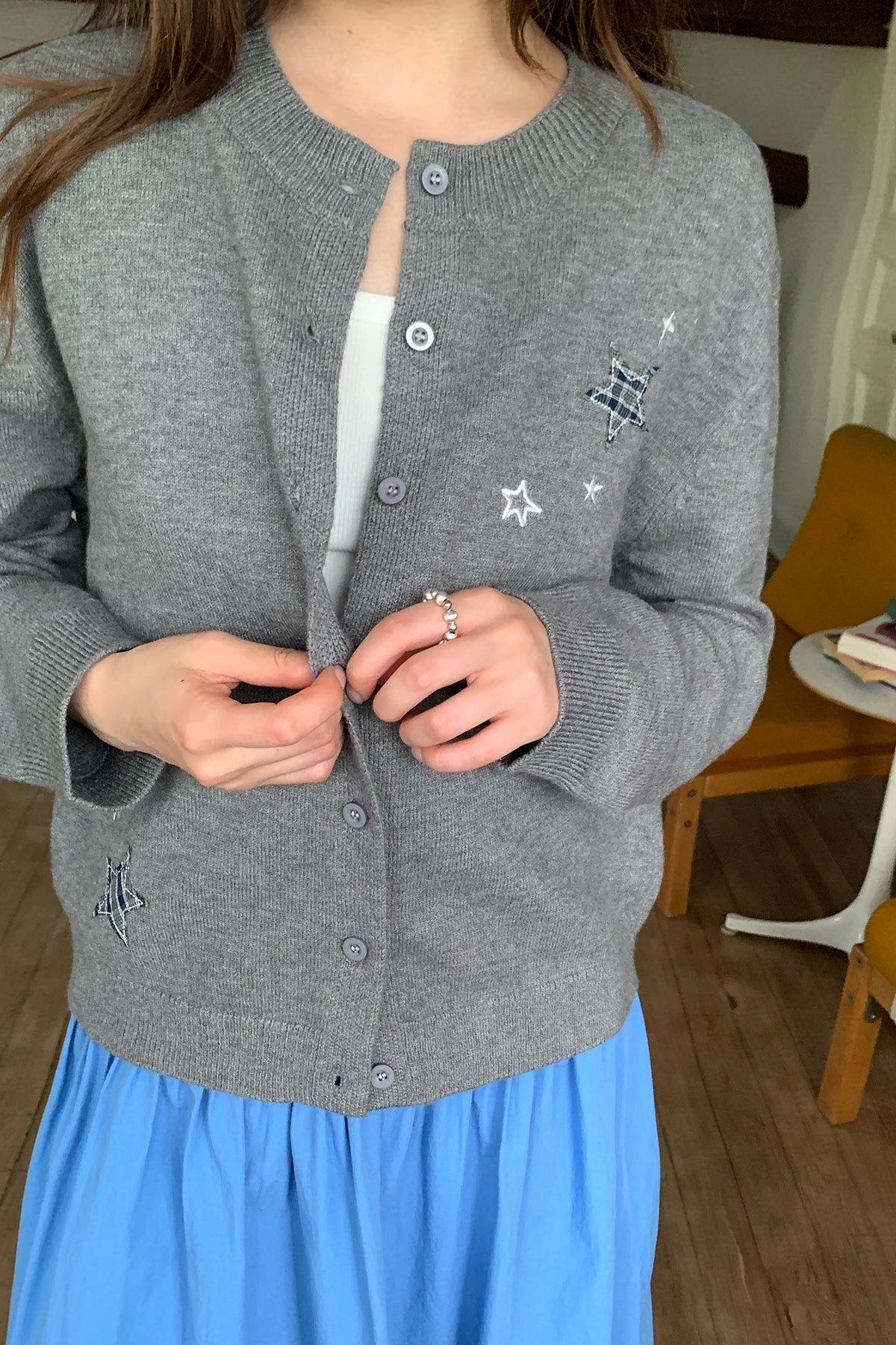 RAINYレトロな気だるい刺繍の星カーディガン26FG23910X