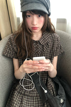 RAINY韓系ゆったりドールネックチェックワンピース26SC23688J
