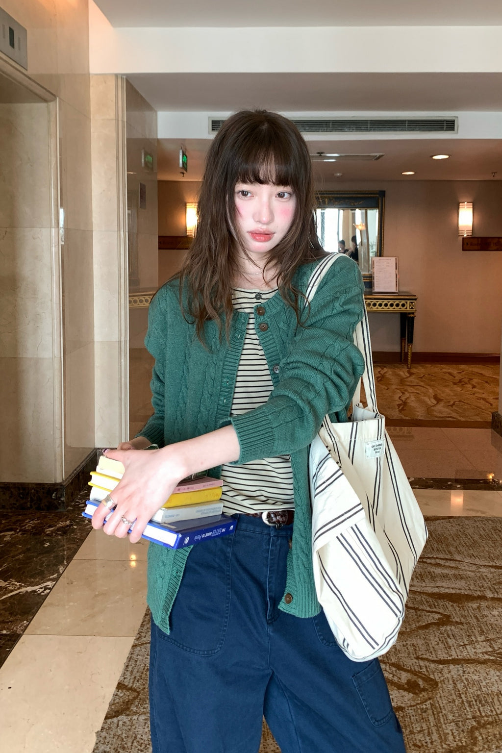 RAINYオールインワン快適長袖ストライプカーディガン春秋 26FA23972S