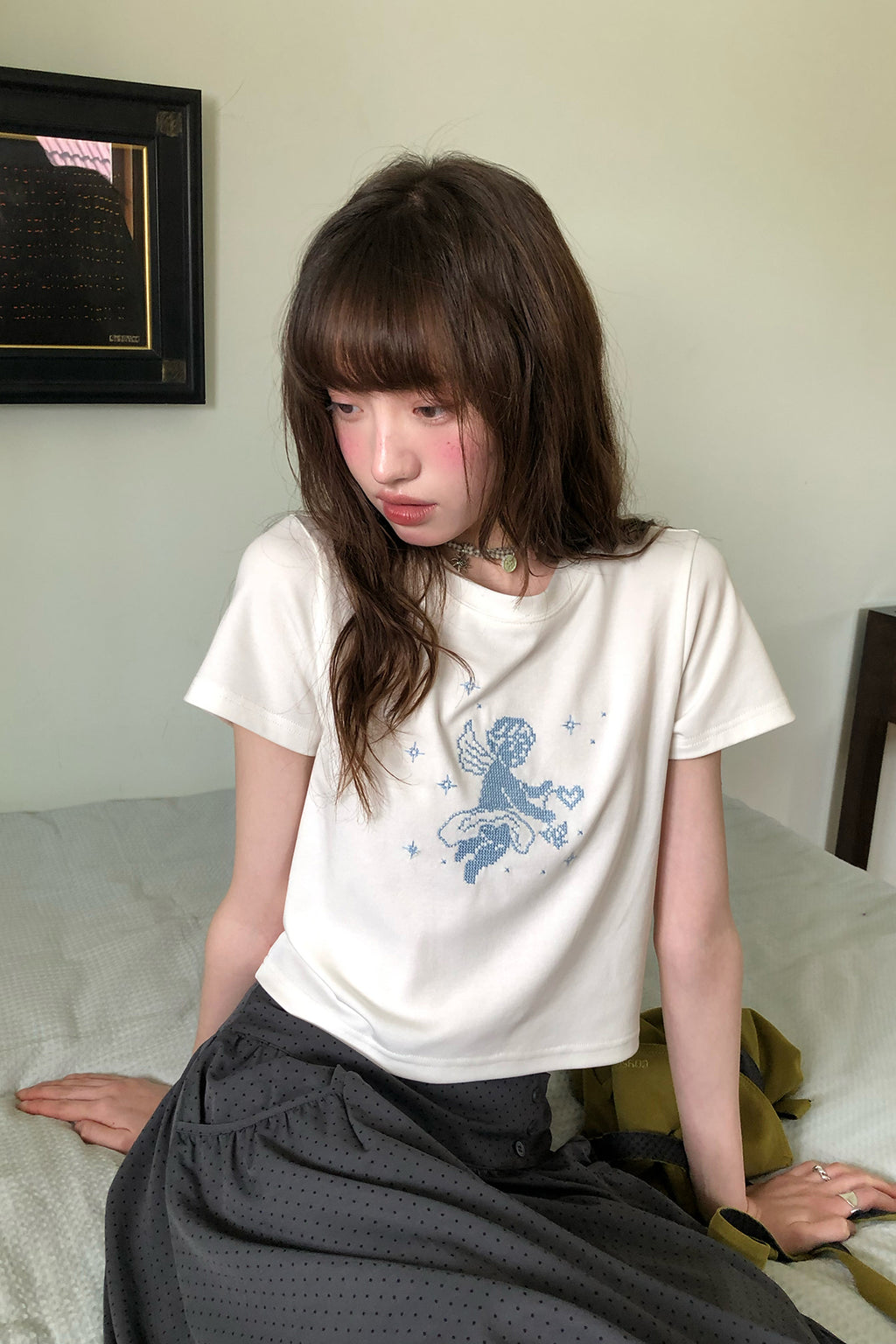 RAINYキュートな減齢天使刺繍Tシャツ26SA23730Q