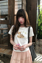RAINYの少女感たっぷり鹿Tシャツ26SA23889X
