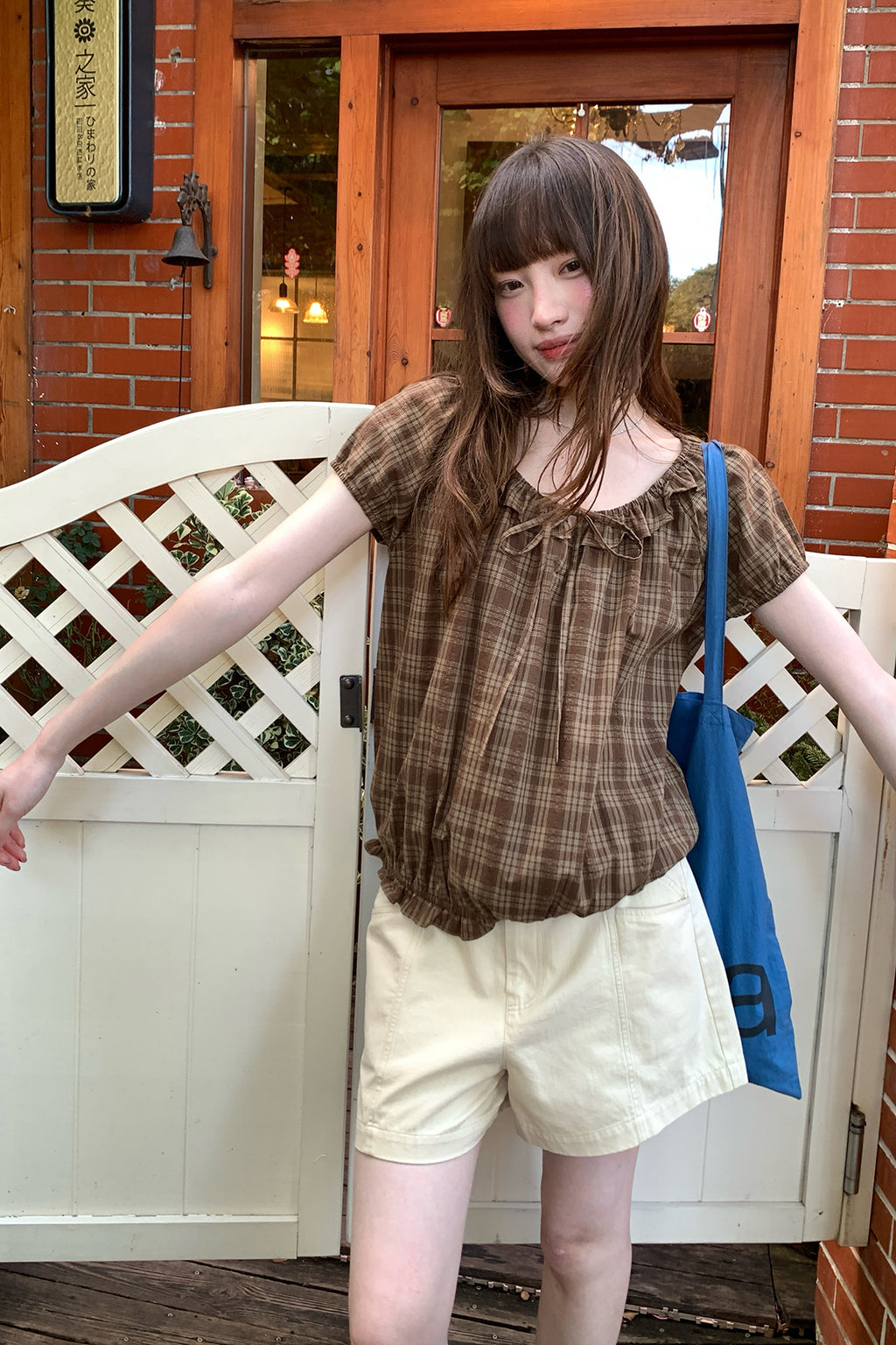 RAINY木耳レース襟チェックシャツ26SA43863S