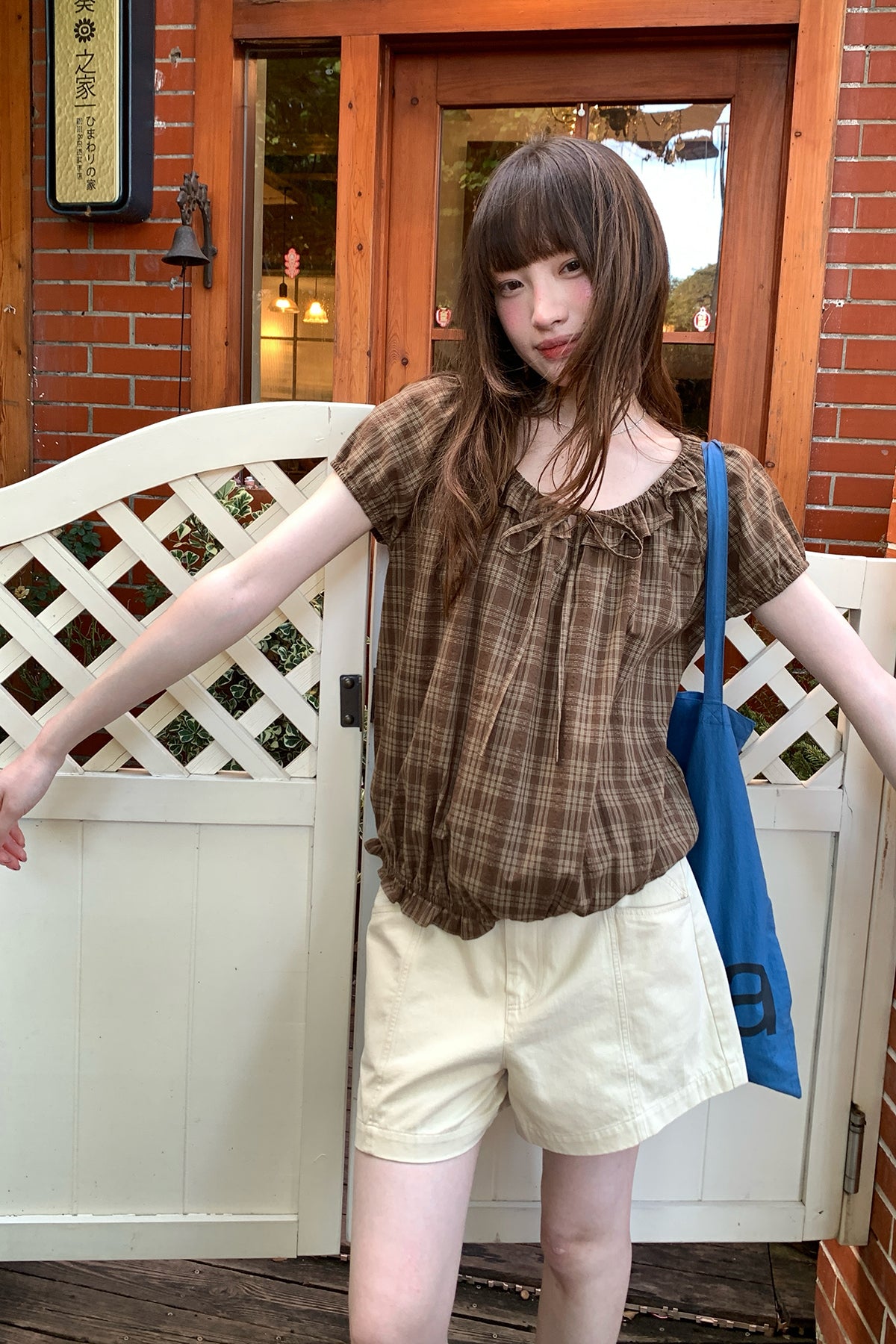 RAINY木耳レース襟チェックシャツ26SA43863S
