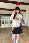 RAINYアカデミア感たっぷりの菱柄丸首セーター26FG13913J