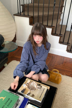 RAINY文芸古着感チェック柄ドールネックシャツ 26FA43931Q