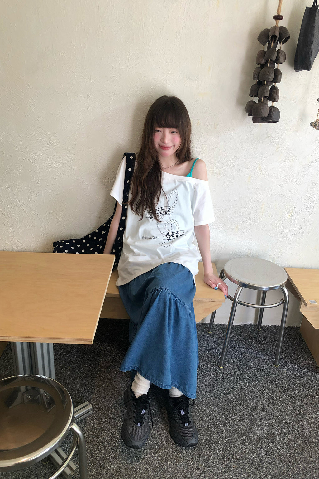RAINY韓系音符ショルダーTシャツ26SA23888X