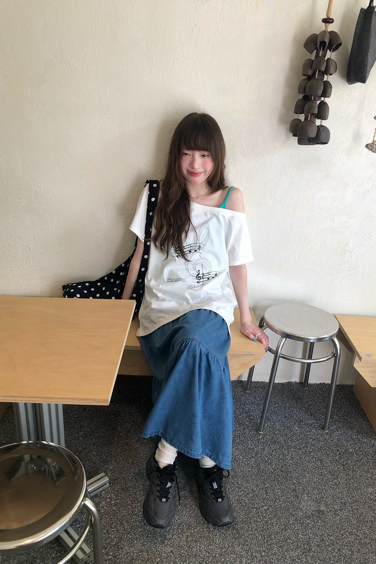 RAINY韓系音符ショルダーTシャツ26SA23888X