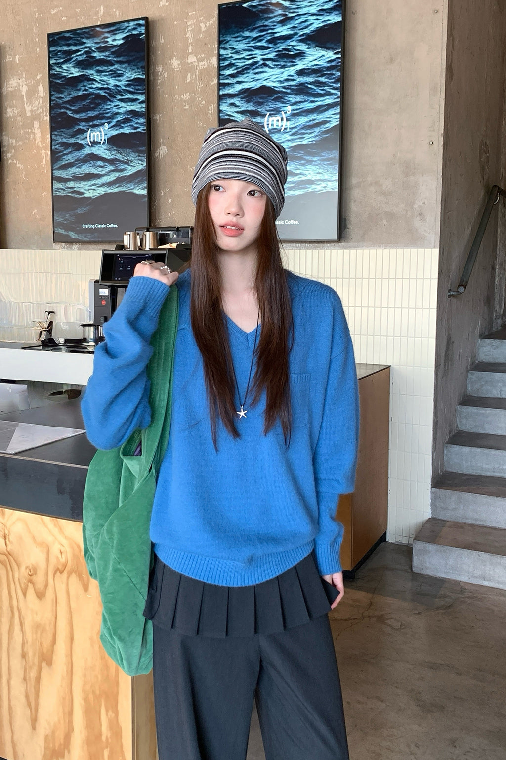 RAIN フェミニンVネック ベーシックニットセーター26FG13908J