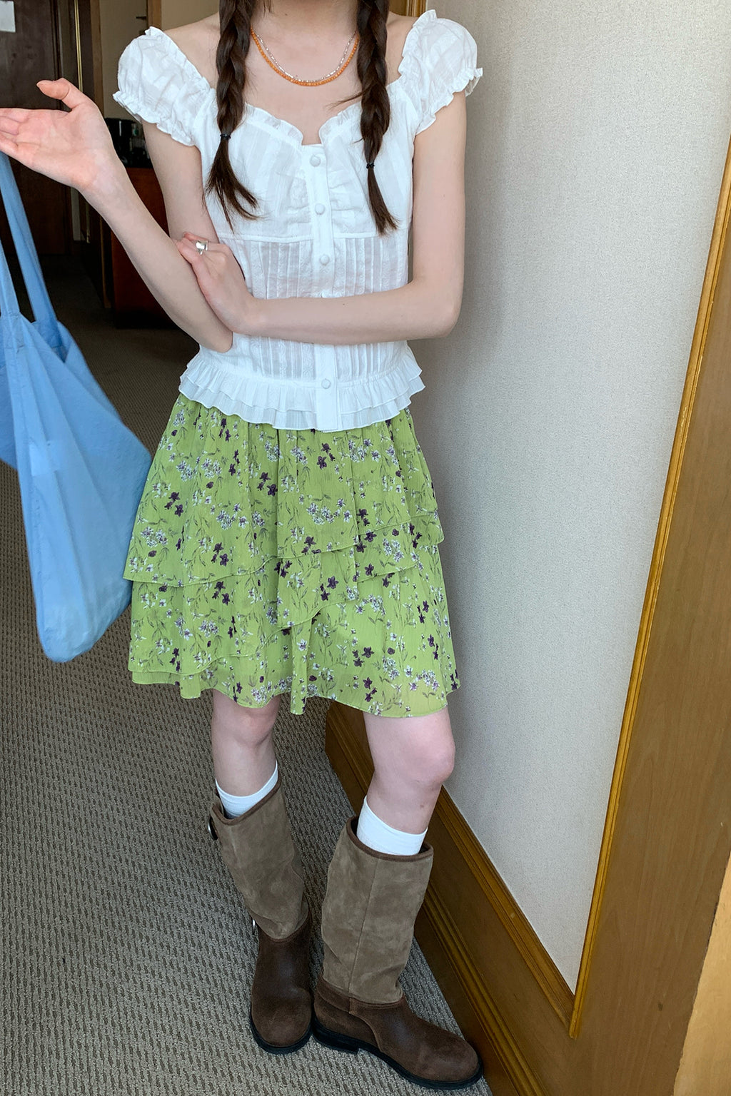 RAINY夏の明媚感変則半身スカート26SC13706J