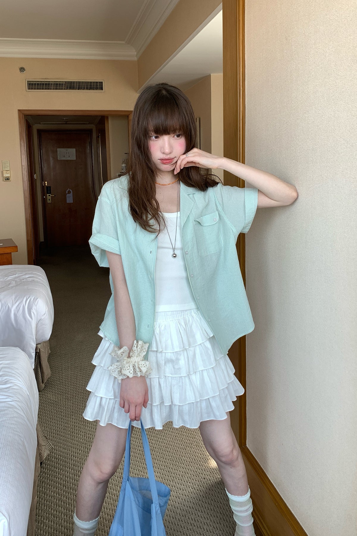 RAINY夏のフレッシュでラフなキューバネックシャツ26SA43693J