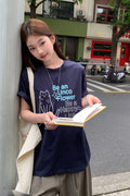 RAINY 韓国風カワイイキュートな猫柄ラウンドネックTシャツ26SA23793X
