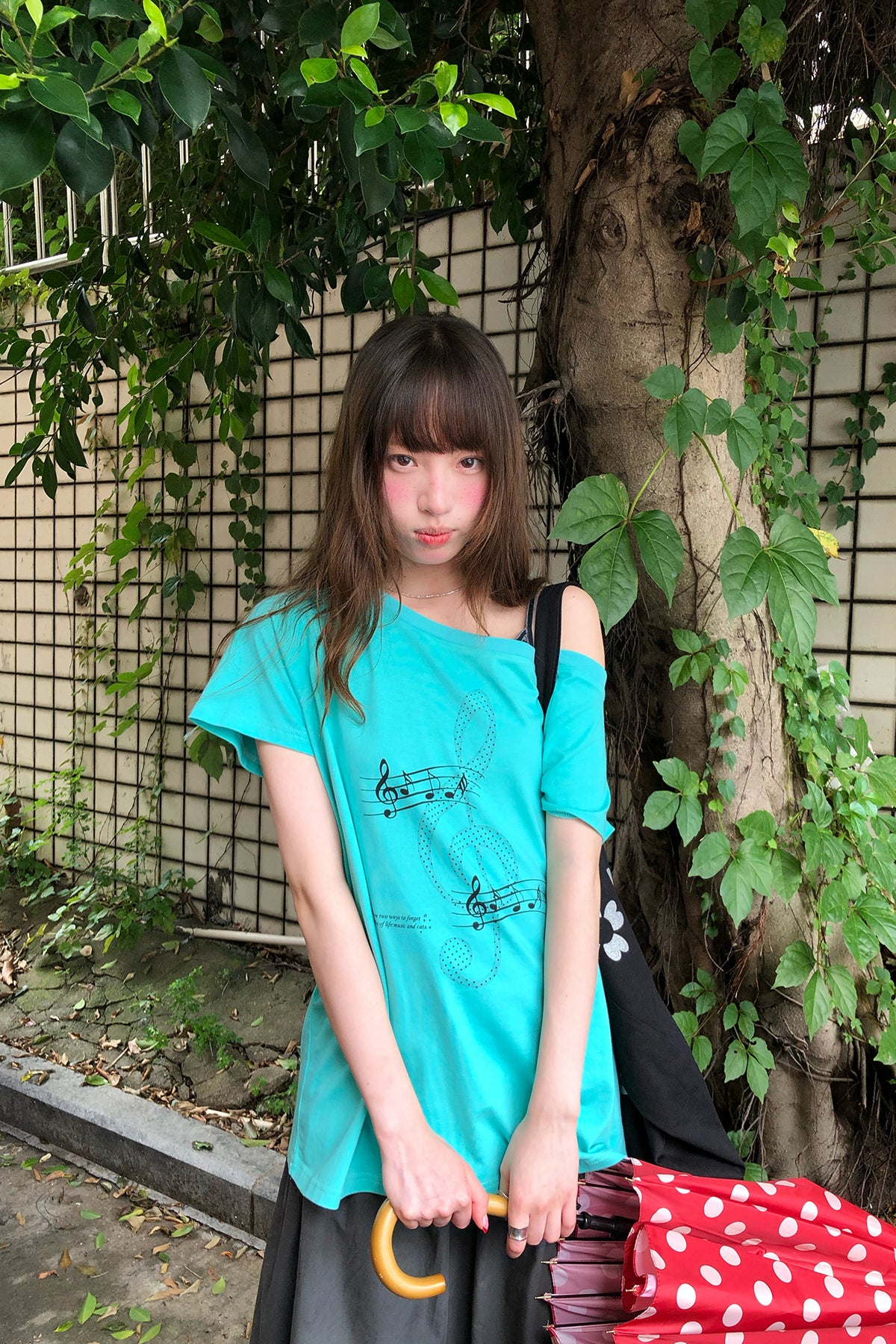 RAINY韓系音符ショルダーTシャツ26SA23888X
