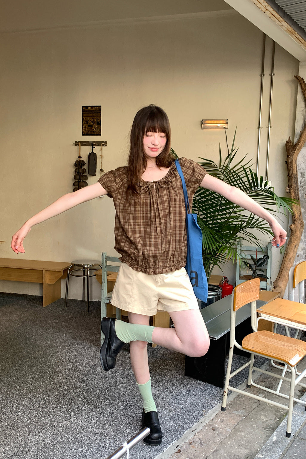 RAINY木耳レース襟チェックシャツ26SA43863S