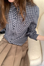 RAINY簡系学院二粒ボタンチェックシャツ春秋女 26FA43917J