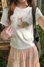 RAINYの少女感たっぷり鹿Tシャツ26SA23889X