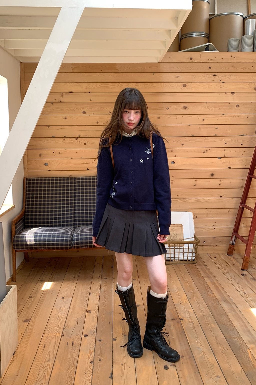 RAINYレトロな気だるい刺繍の星カーディガン26FG23910X