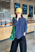 RAINY気だるい快適ストライプ刺繍Tシャツ26FA23914X