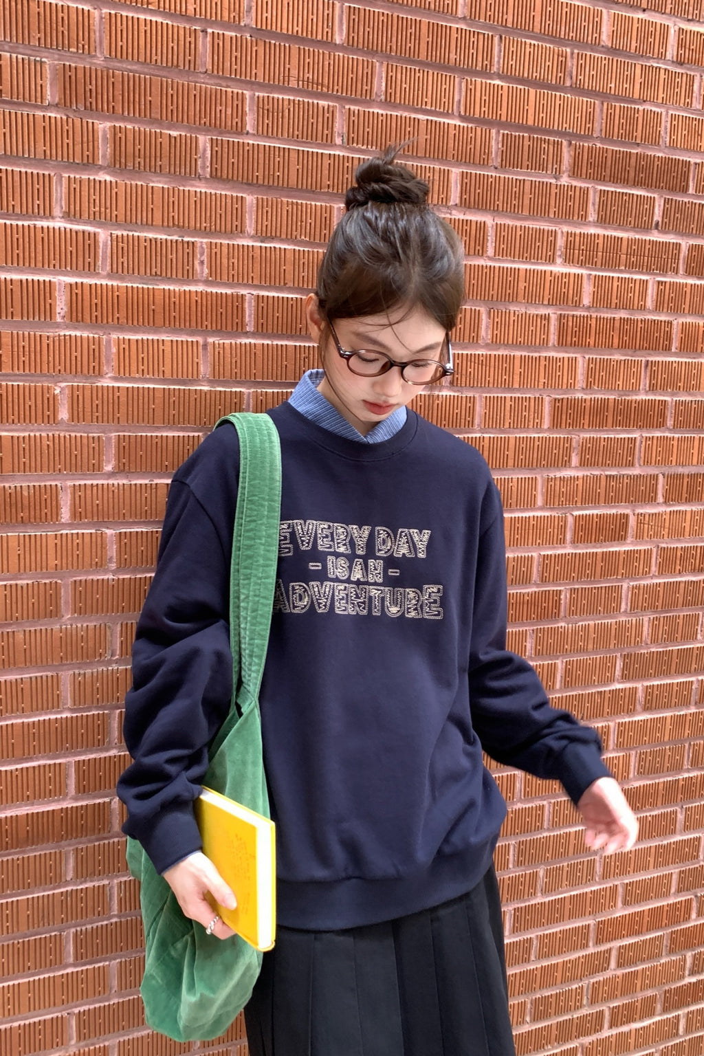 RAINYシンプルなアルファベットプリントのクルーネックパーカー 26FA63957Q