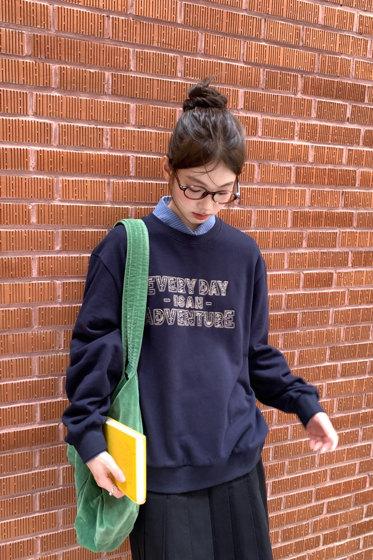 RAINYシンプルなアルファベットプリントのクルーネックパーカー 26FA63957Q