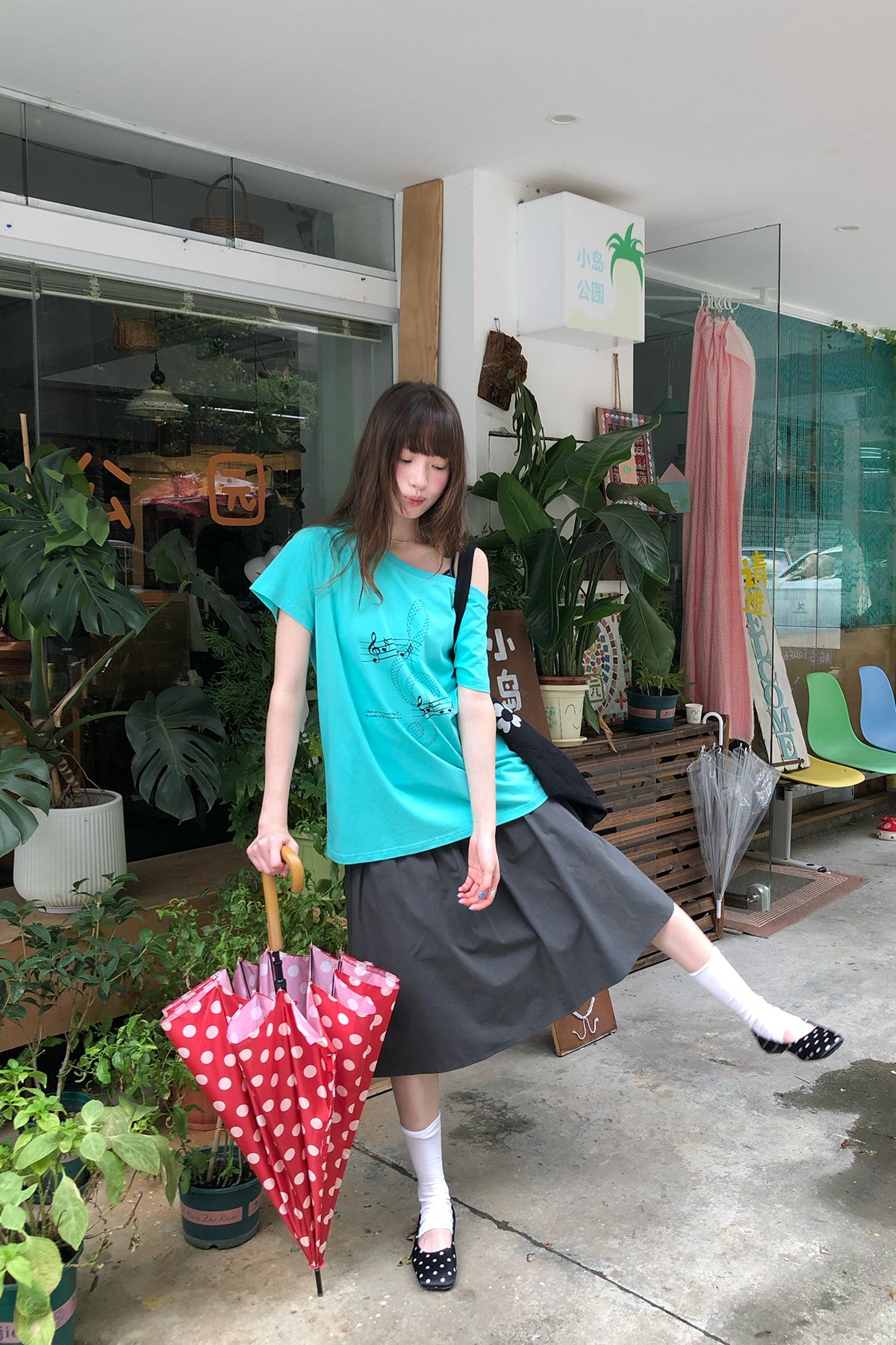 RAINY韓系音符ショルダーTシャツ26SA23888X