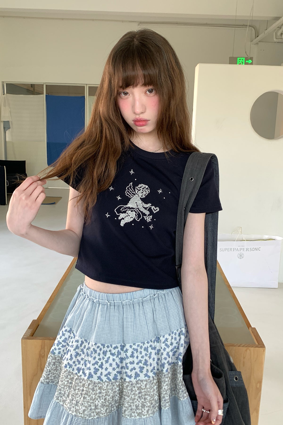 RAINYキュートな減齢天使刺繍Tシャツ26SA23730Q
