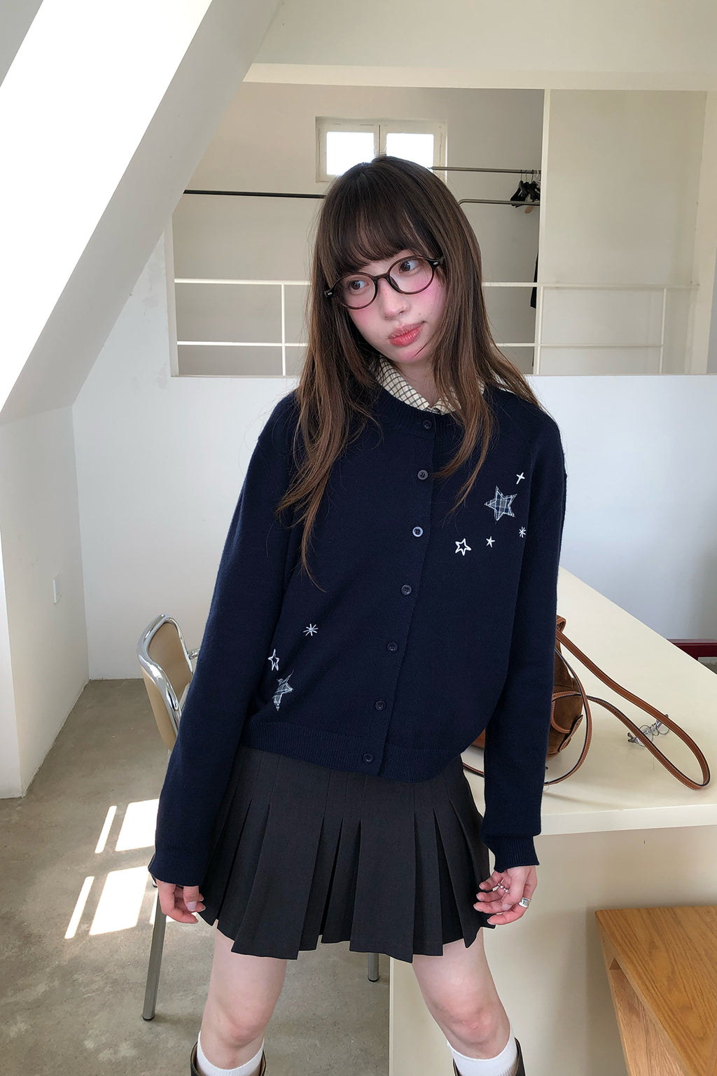 RAINYレトロな気だるい刺繍の星カーディガン26FG23910X