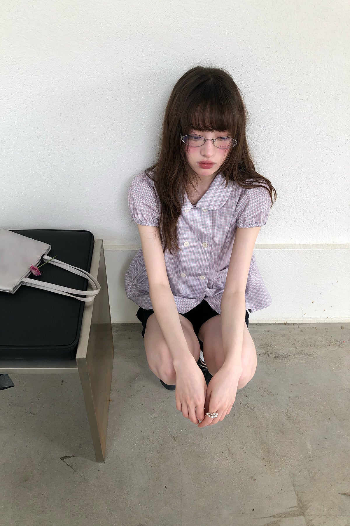 RAINY 甘美レトロアカデミック風ダブルボタンダウンシャツ26SA43754J