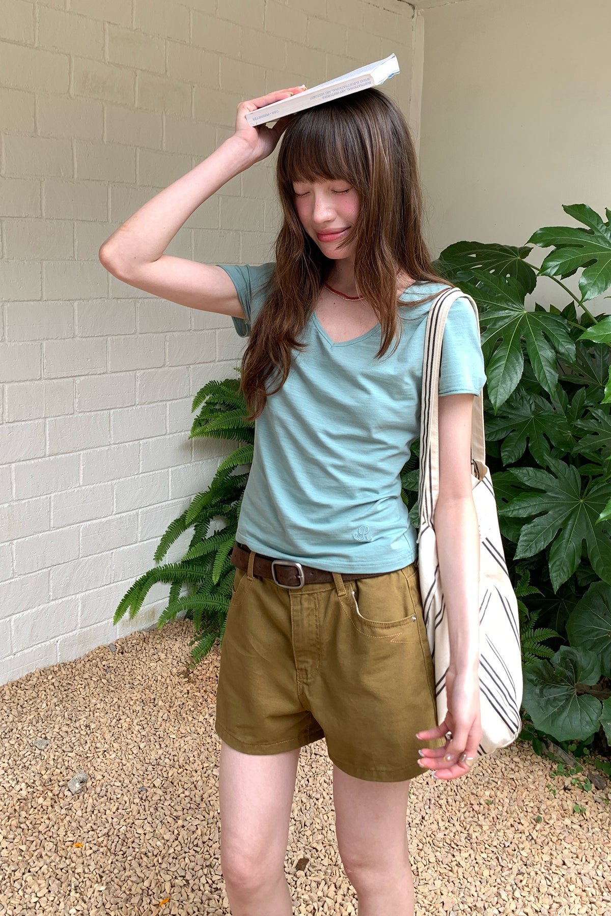 RAINY竹節VネックTシャツ26SA23817Q