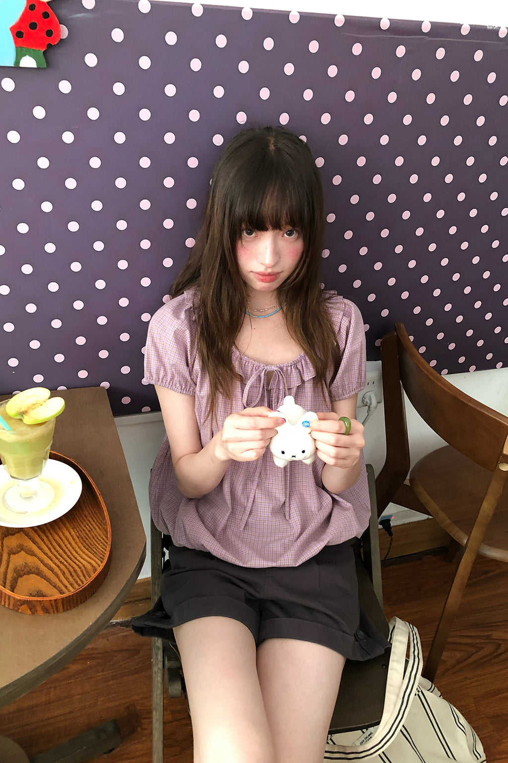 RAINY木耳レース襟チェックシャツ26SA43863S