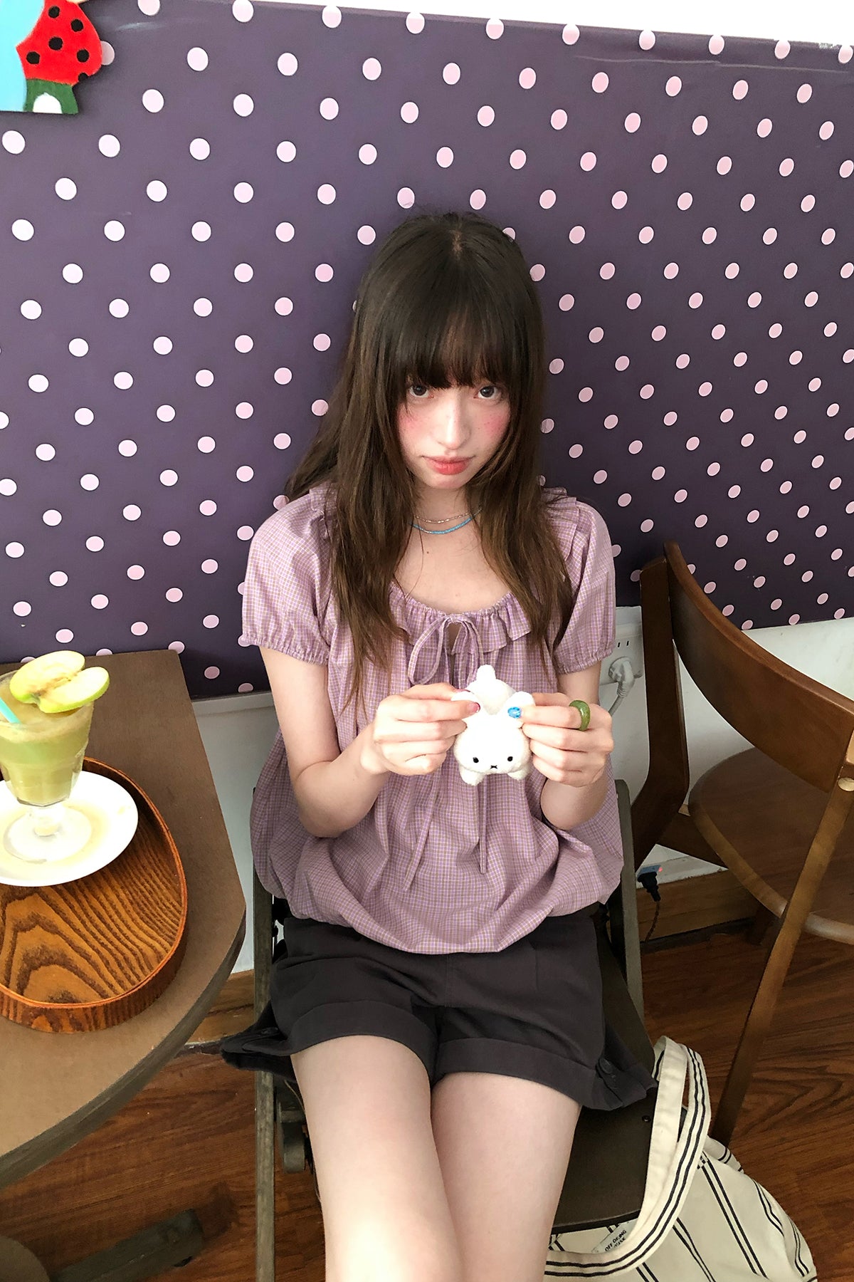 RAINY木耳レース襟チェックシャツ26SA43863S