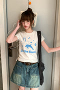 RAINYクルーネックイルカのアルファベットプリントTシャツ26SA23701Q