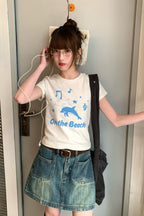 RAINYクルーネックイルカのアルファベットプリントTシャツ26SA23701Q
