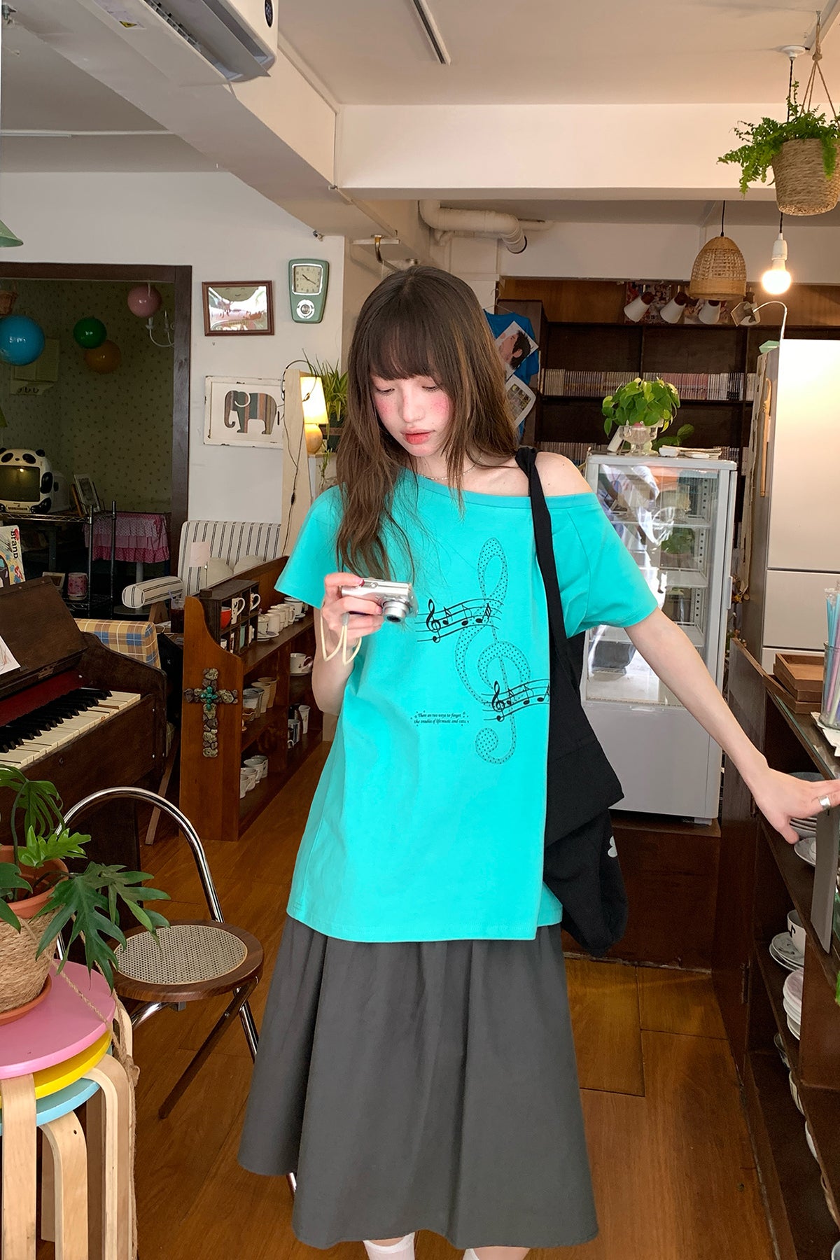 RAINY韓系音符ショルダーTシャツ26SA23888X