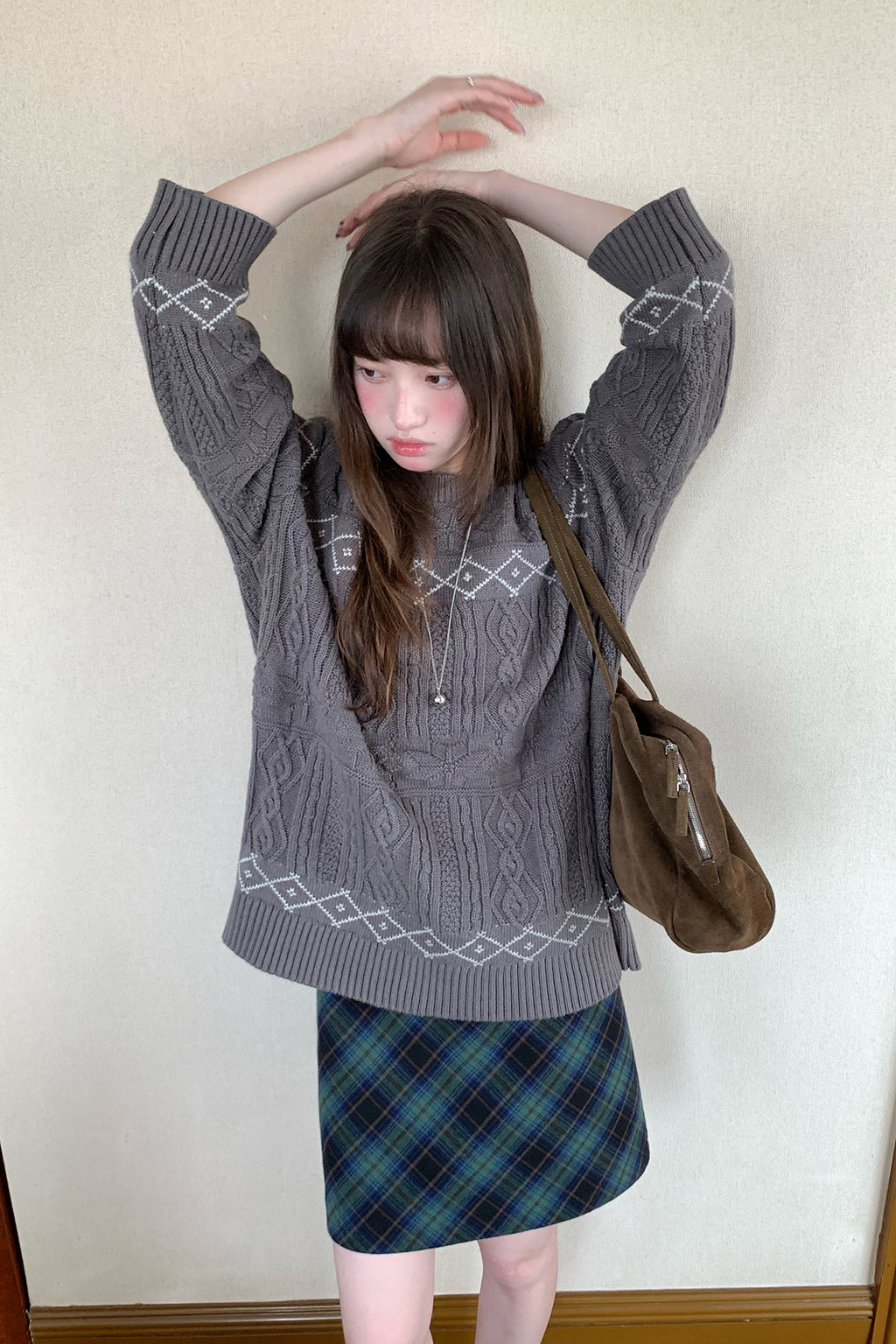 RAINY 韓国風合わせやすいベルトループ付きAラインワンピース ゆったりストレートスカート 26WC13994J