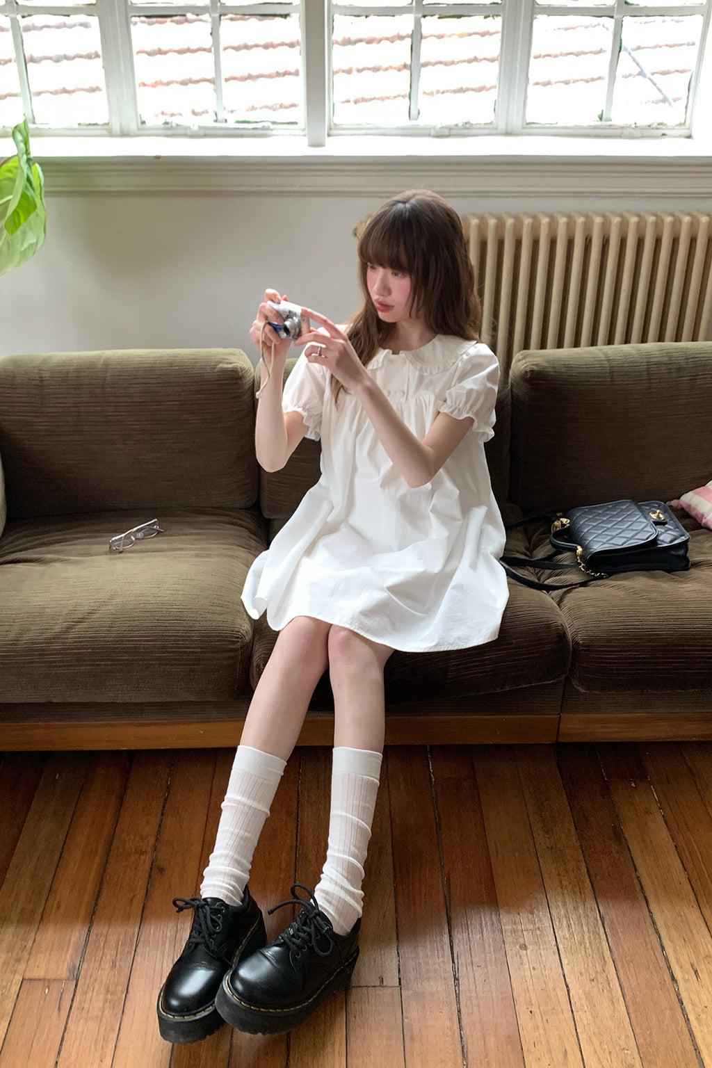 RAINY甘めガーリーなチェック柄のドールネックワンピース 26SC23689J