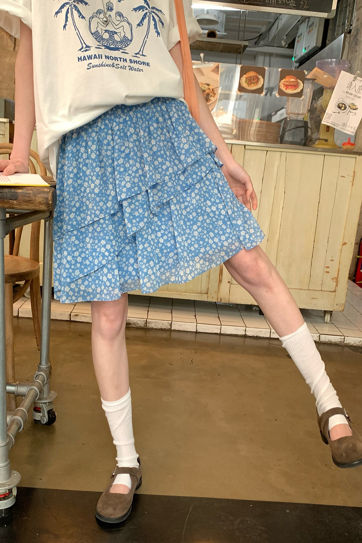 RAINY夏の明媚感変則半身スカート26SC13706J
