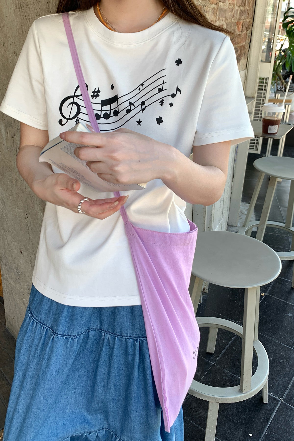 RAINYクラッシュカラーストライプ音符Tシャツ26SA23872Q