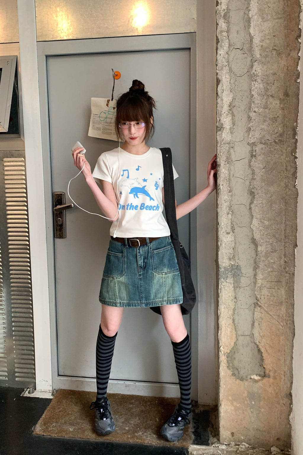 RAINYクルーネックイルカのアルファベットプリントTシャツ26SA23701Q