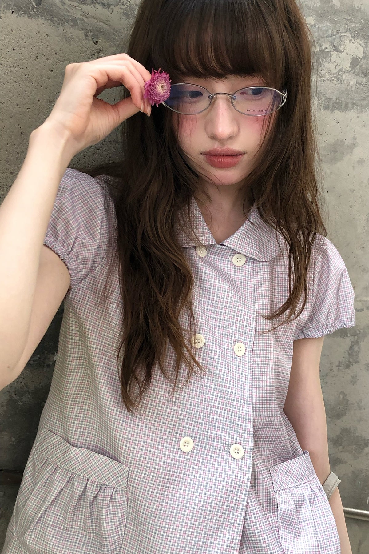 RAINY 甘美レトロアカデミック風ダブルボタンダウンシャツ26SA43754J