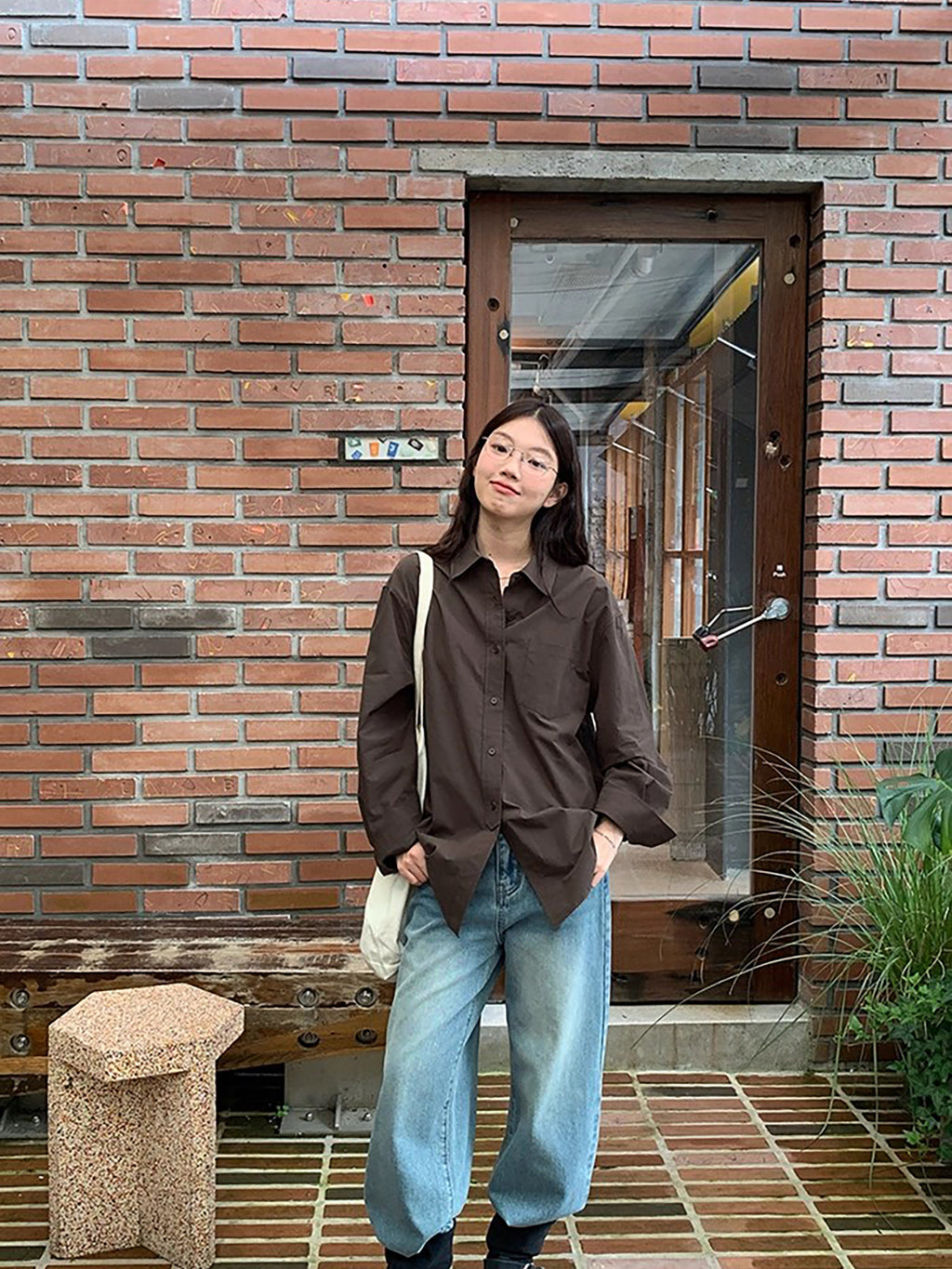 RAINY 经典纯色基础长袖衬衫春秋女翻领2025新款百搭文艺衬衣上衣