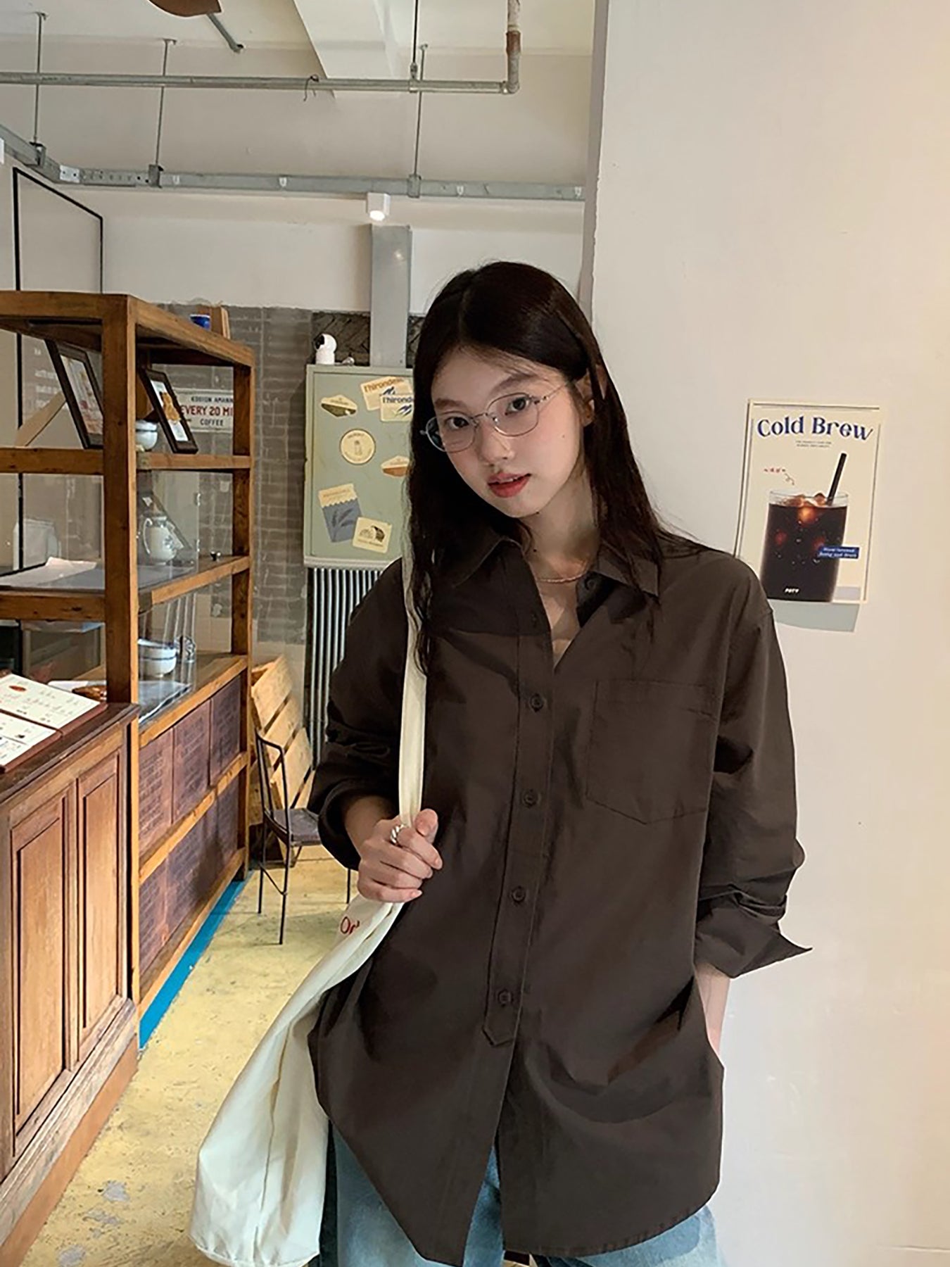 RAINY 经典纯色基础长袖衬衫春秋女翻领2025新款百搭文艺衬衣上衣