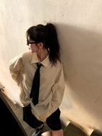 RAINYストライプラグランスリーブ肌理感シャツ女 22FWA1585J
