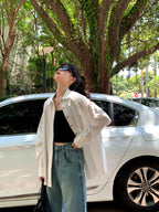 RAINYストライプラグランスリーブ肌理感シャツ女 22FWA1585J