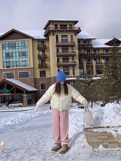 RAINY 慵懒直筒加厚加绒保暖运动裤秋冬女百搭卫裤松紧腰抽绳裤子