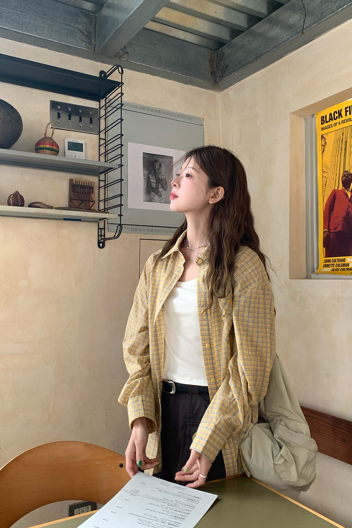 RAINY レトロドロップショルダーゆったりチェックシャツ女性 25SA43072Y