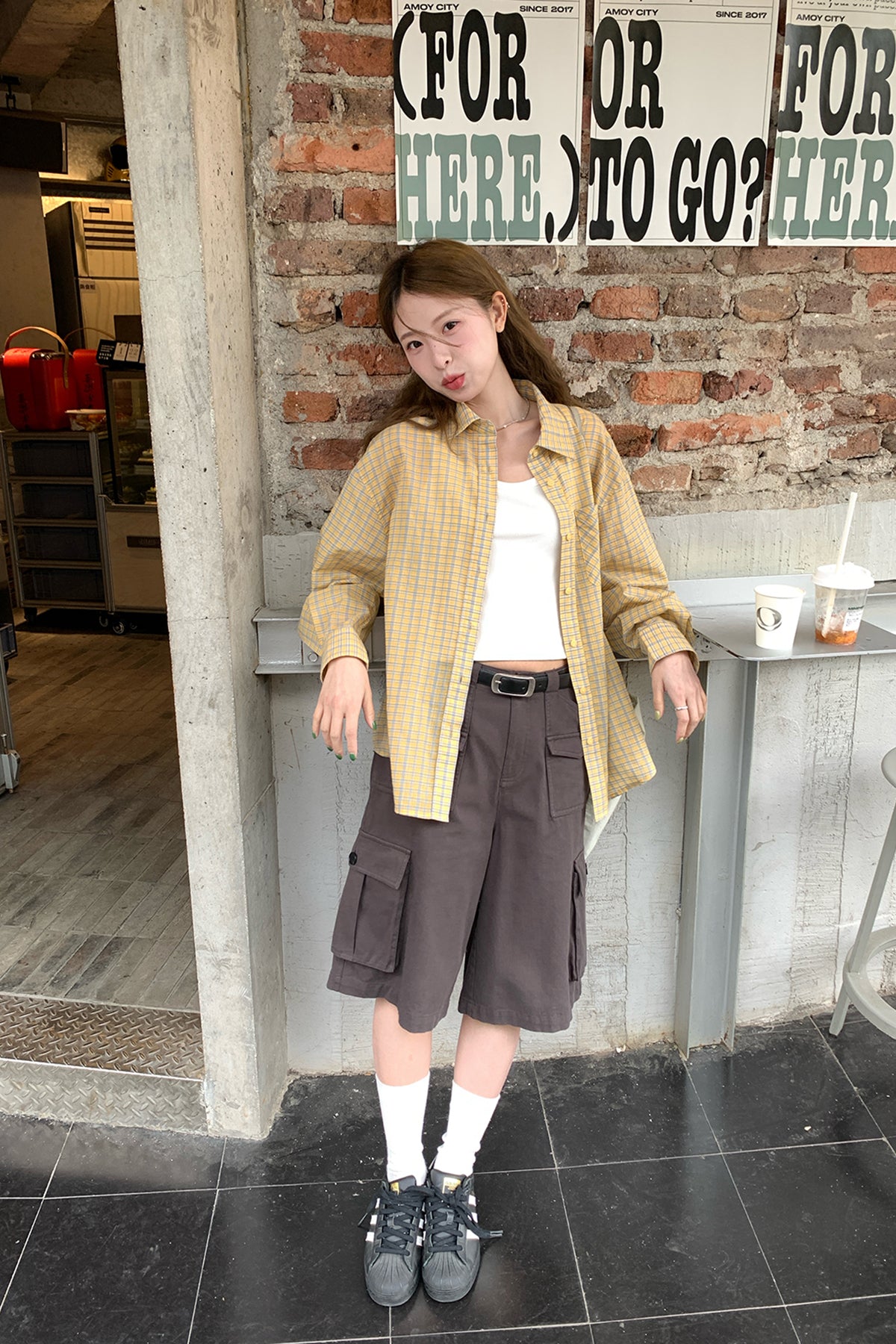 RAINY レトロドロップショルダーゆったりチェックシャツ女性 25SA43072Y