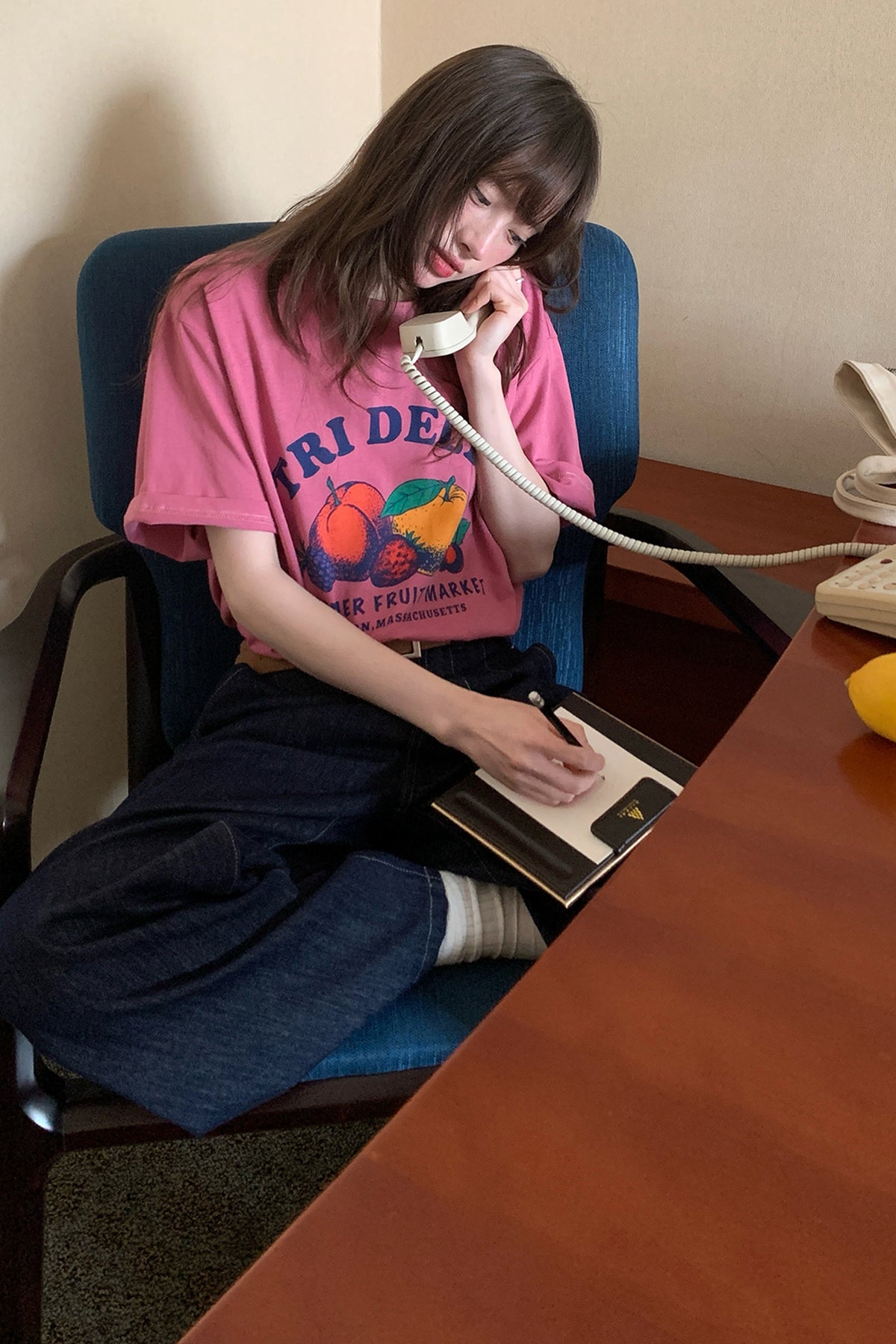 RAINY 夏気分フルーツ割り当てプリントTシャツ25SA23174C