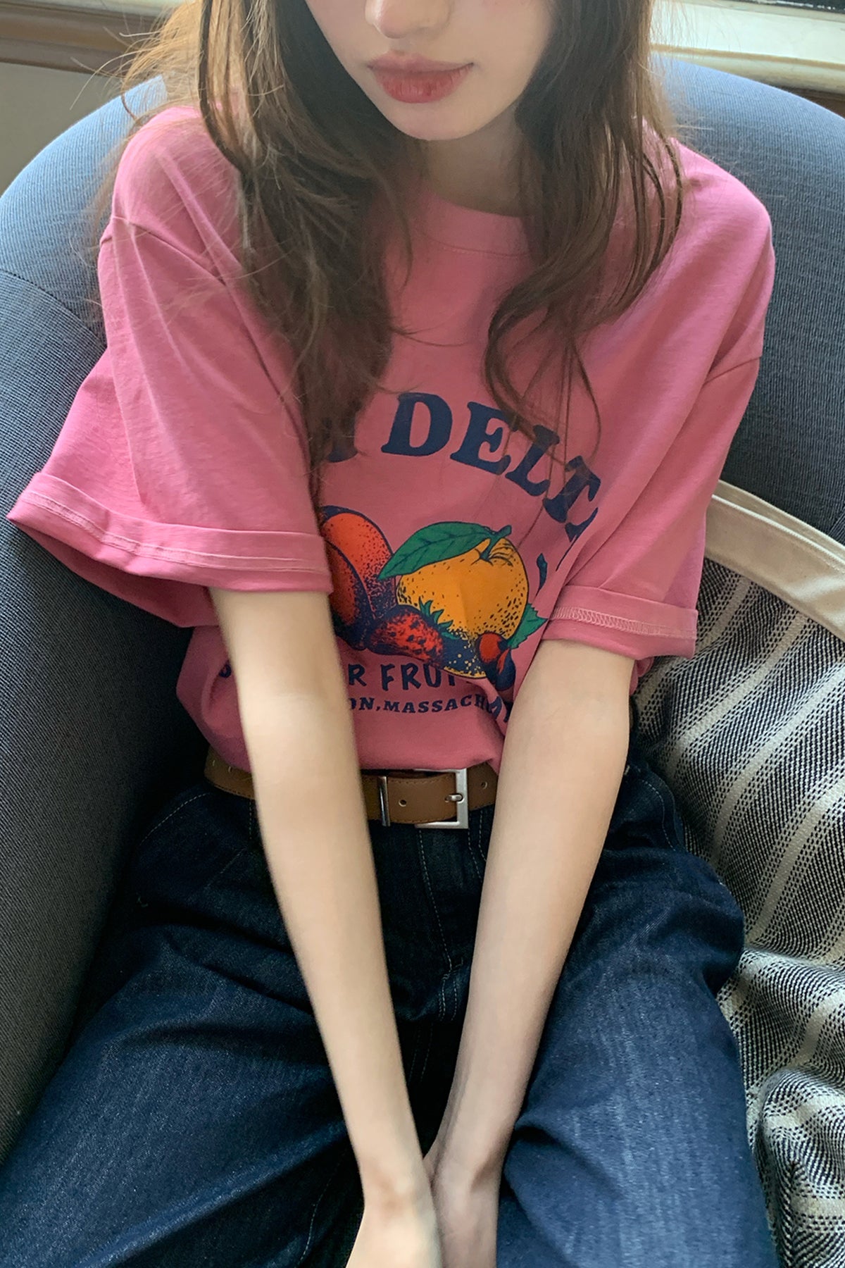 RAINY 夏気分フルーツ割り当てプリントTシャツ25SA23174C