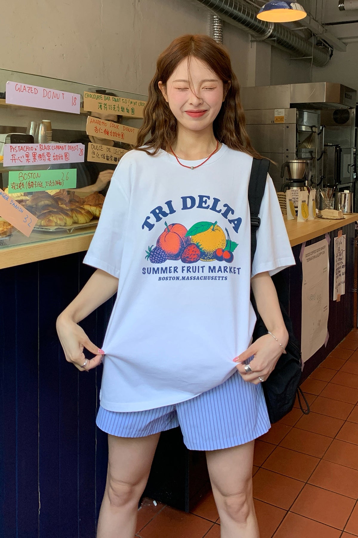 RAINY 夏気分フルーツ割り当てプリントTシャツ25SA23174C